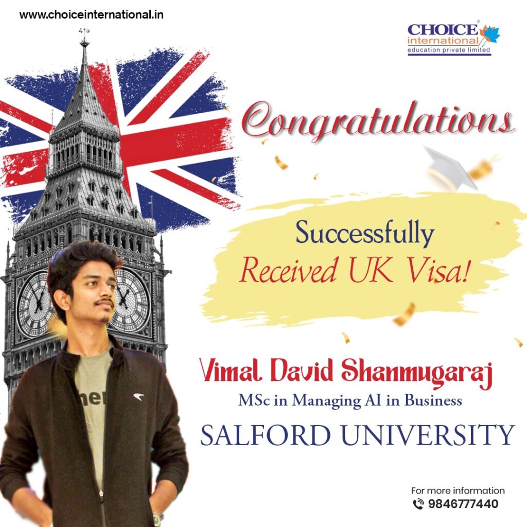 vimal david received uk visa